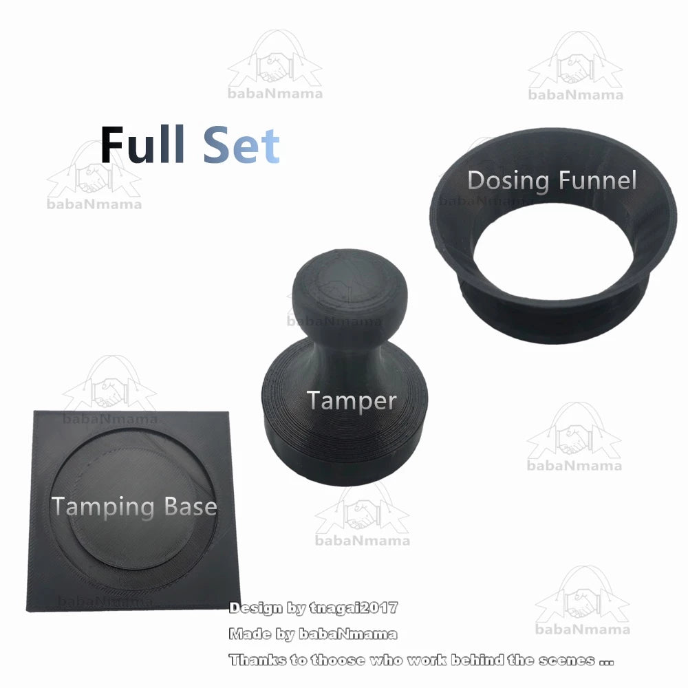Cafflano Kompresso Dosing Funnel, Tamper and Tamping Base